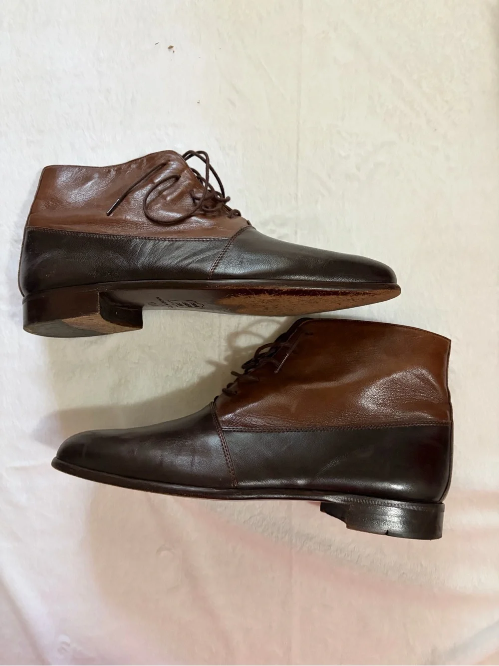 Panelli Classic Two-Tone Brown Leather Lace-Up Men's Boots